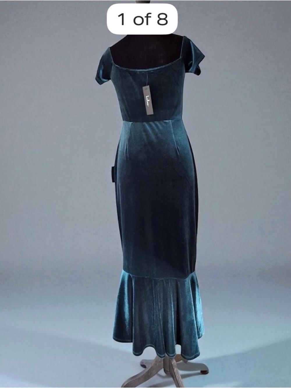 Lulu's Teal Velvet Midi Dress with Mermaid Hem